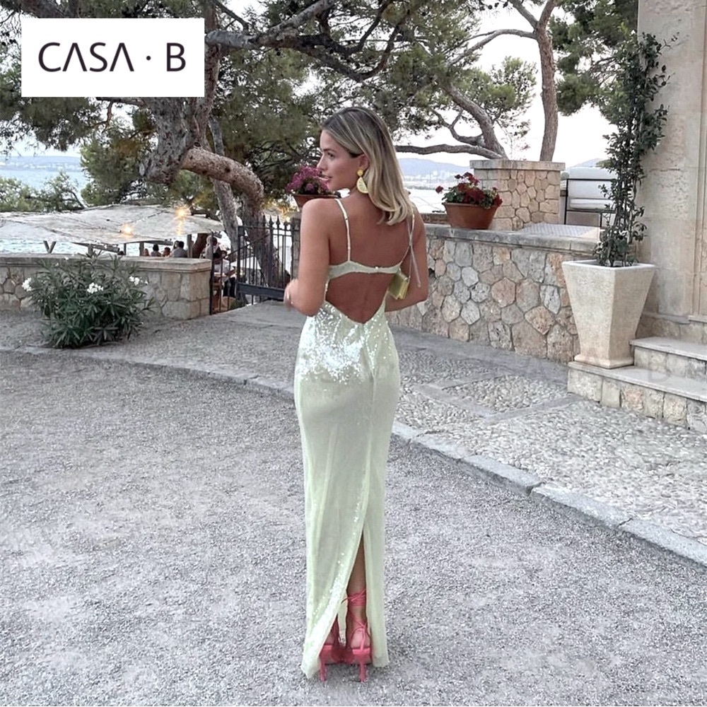 NEW to CASA B| Elena Sequin Open Back Cutout Evening Dress